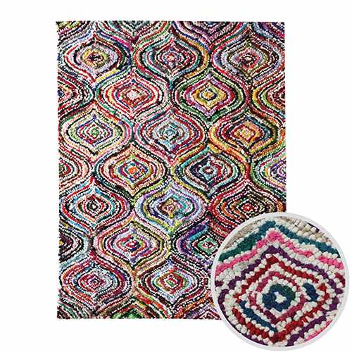 Jute Rug Indian Floor Rug Rainbow Recycled Mats