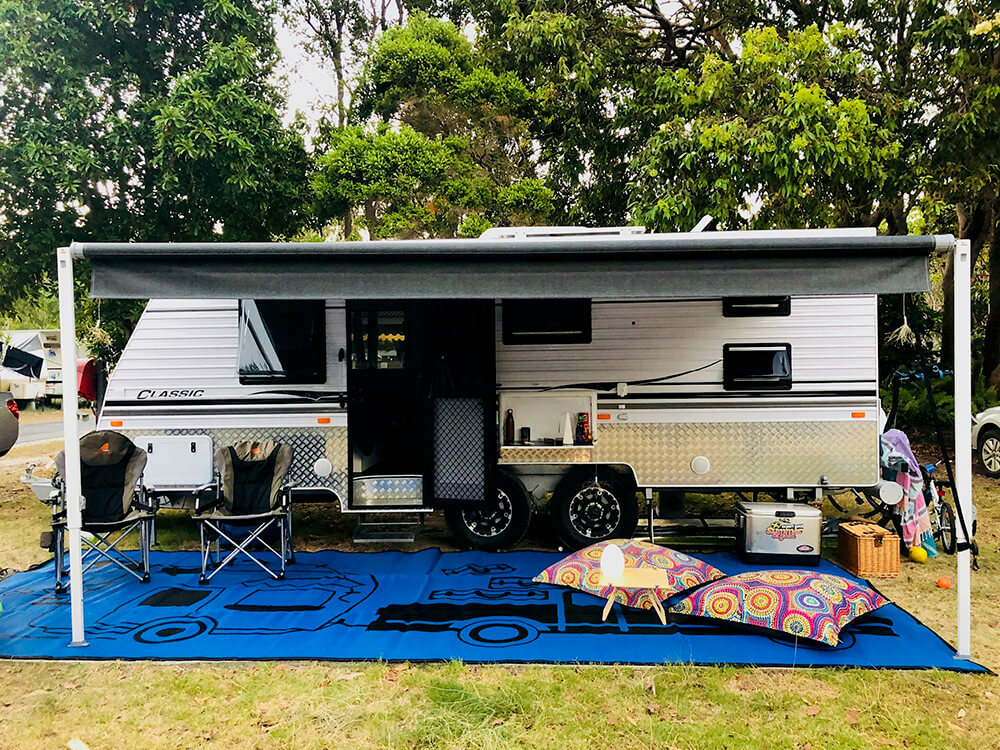 Caravan & Camping Mat Outdoor Rug Caravan Black Blue XL 6m