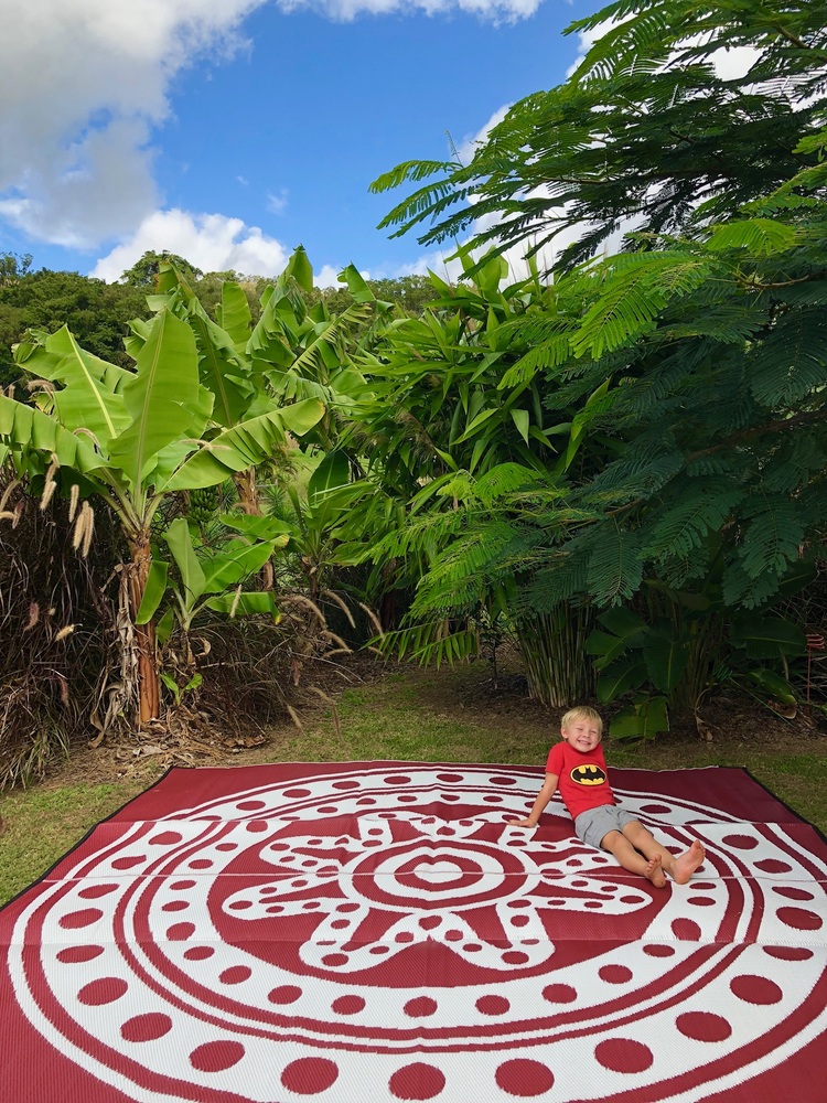 Circle Time Recycled Plastic Mat Aboriginal Design Burgundy and