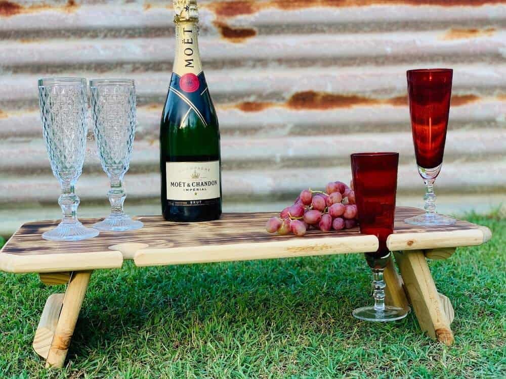Reclaimed Wood Picnic Table for Four in Burnt Finish
