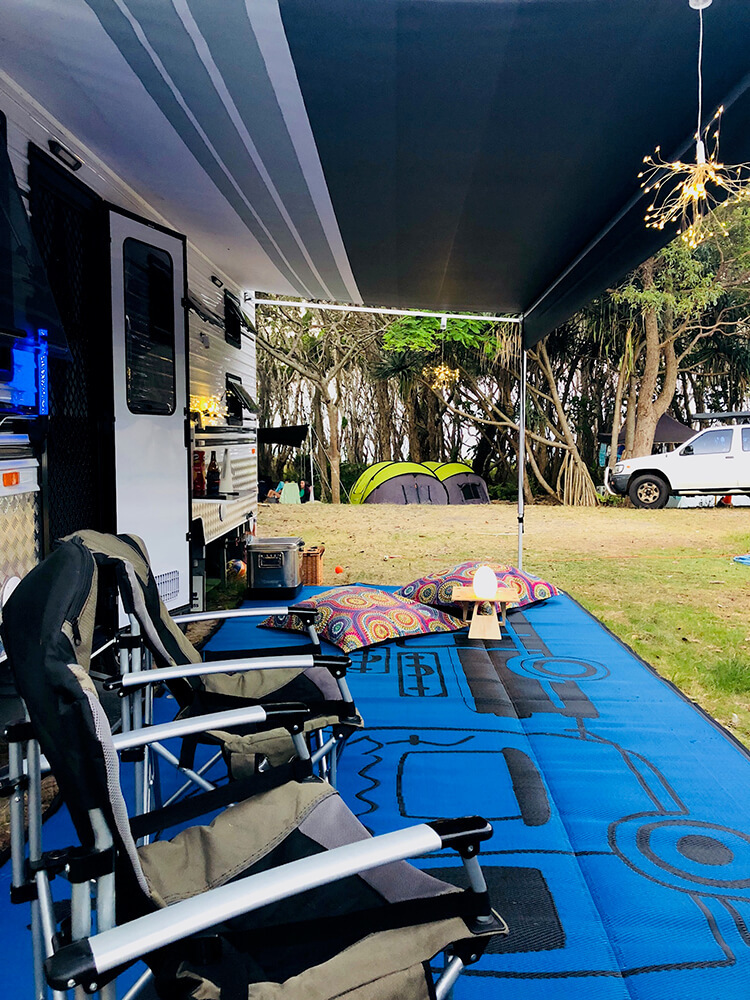 Caravan & Camping Mat Outdoor Rug Caravan Black Blue XL 6m