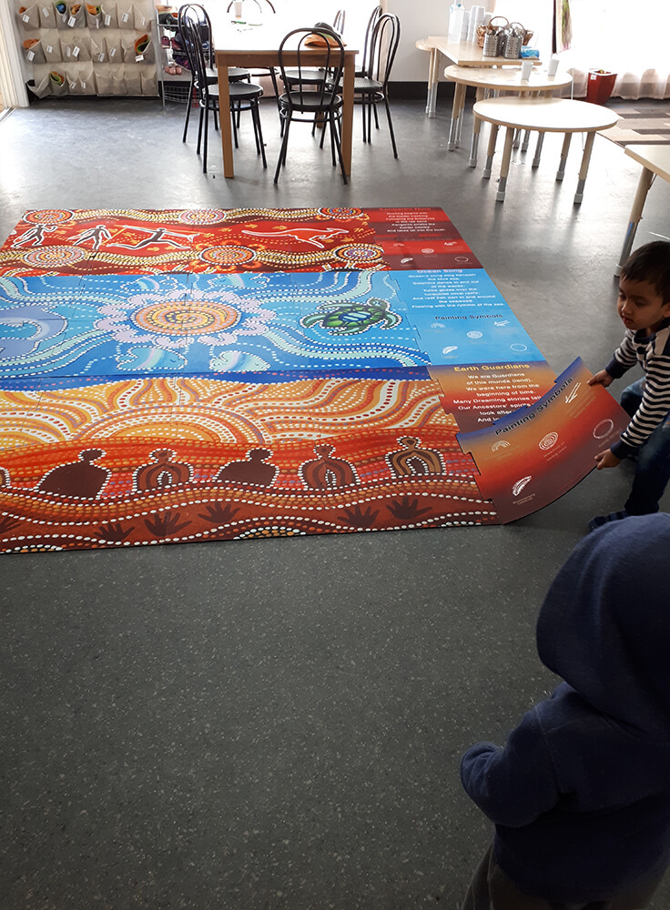 Giant Aboriginal Design Rubber Floor Mat designed by Susan Bett