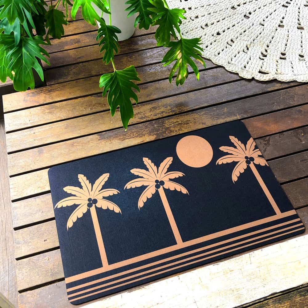 Recycled Rubber Door Mat in Palm Tree Australia design