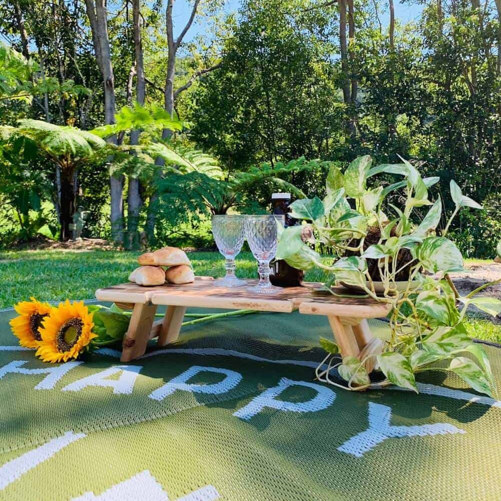 Reclaimed Wood Picnic Table for Four in Burnt Finish