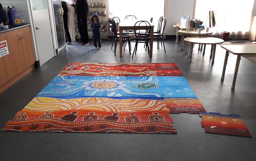 Giant Aboriginal Design Rubber Floor Mat designed by Susan Bett