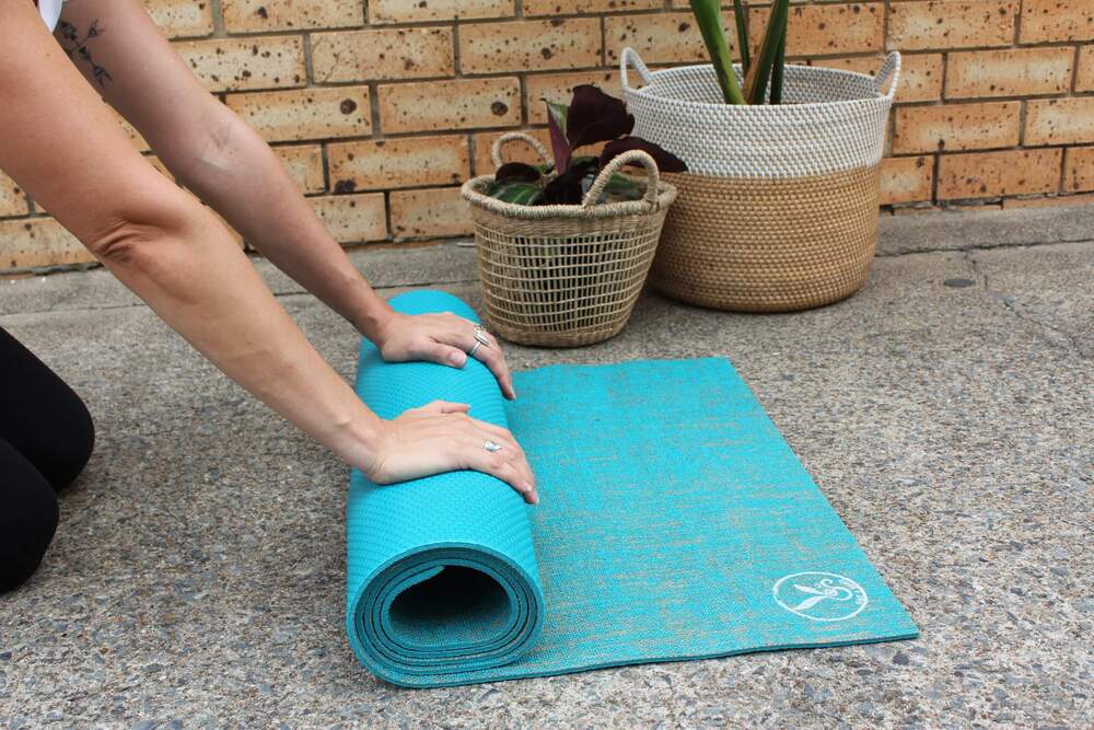 Yoga Mat Hemp Eco Rubber Blue And Natural Ebay