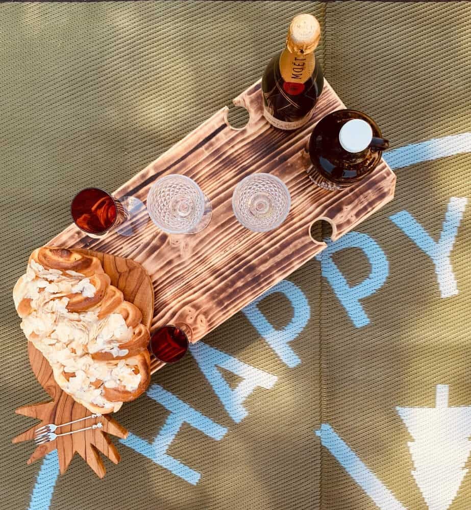 Reclaimed Wood Picnic Table for Four in Burnt Finish