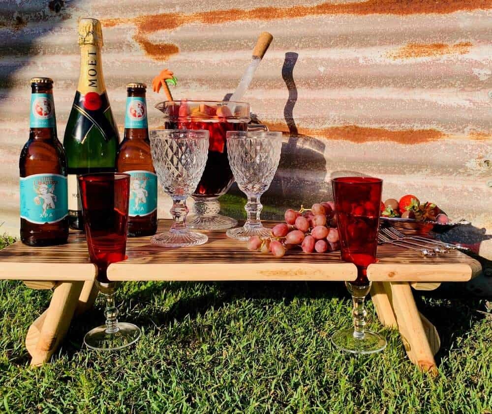 Reclaimed Wood Picnic Table for Four in Burnt Finish