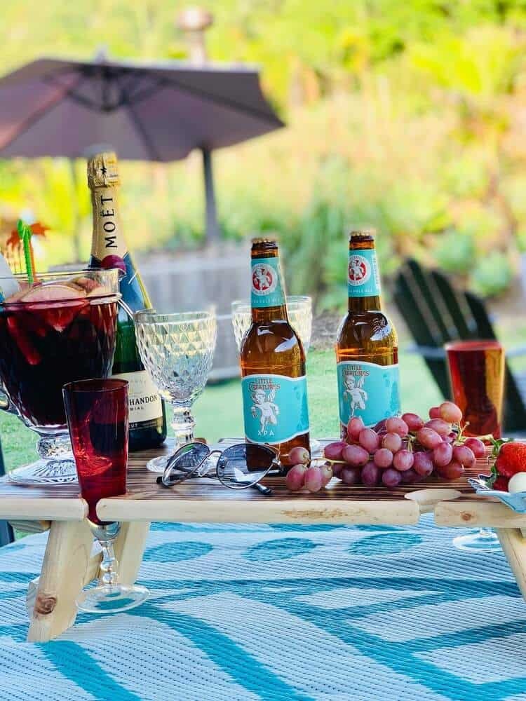 Reclaimed Wood Picnic Table for Four in Burnt Finish
