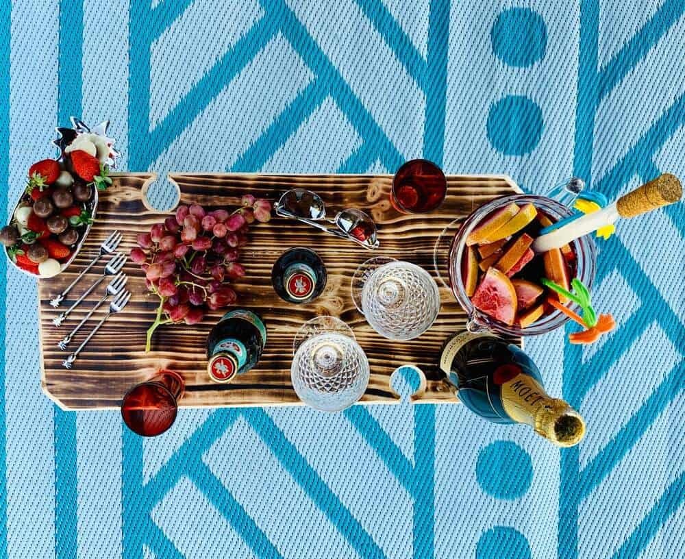 Reclaimed Wood Picnic Table for Four in Burnt Finish