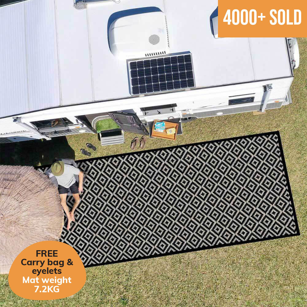 Extra Large Recycled Plastic Mat - Camping Flooring, Diamond Design