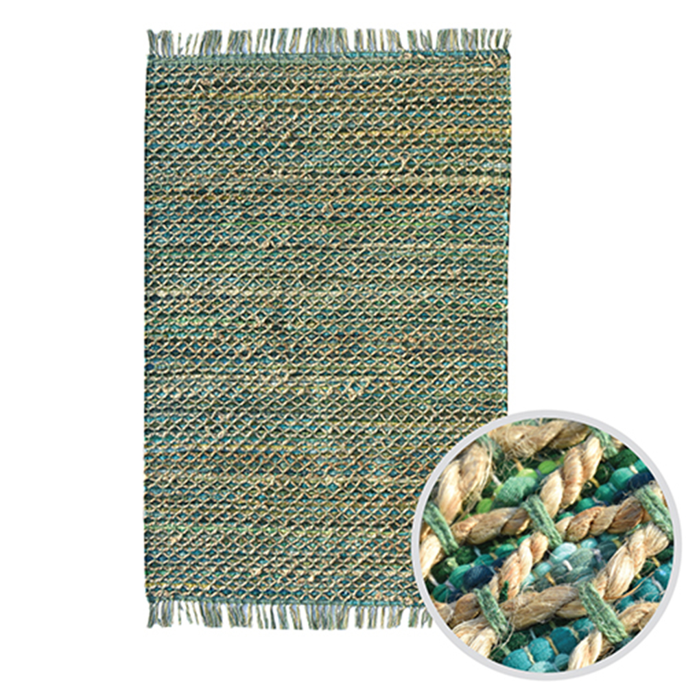 Jute Rug Indian Floor Rug Paddy Green Recycled Mats