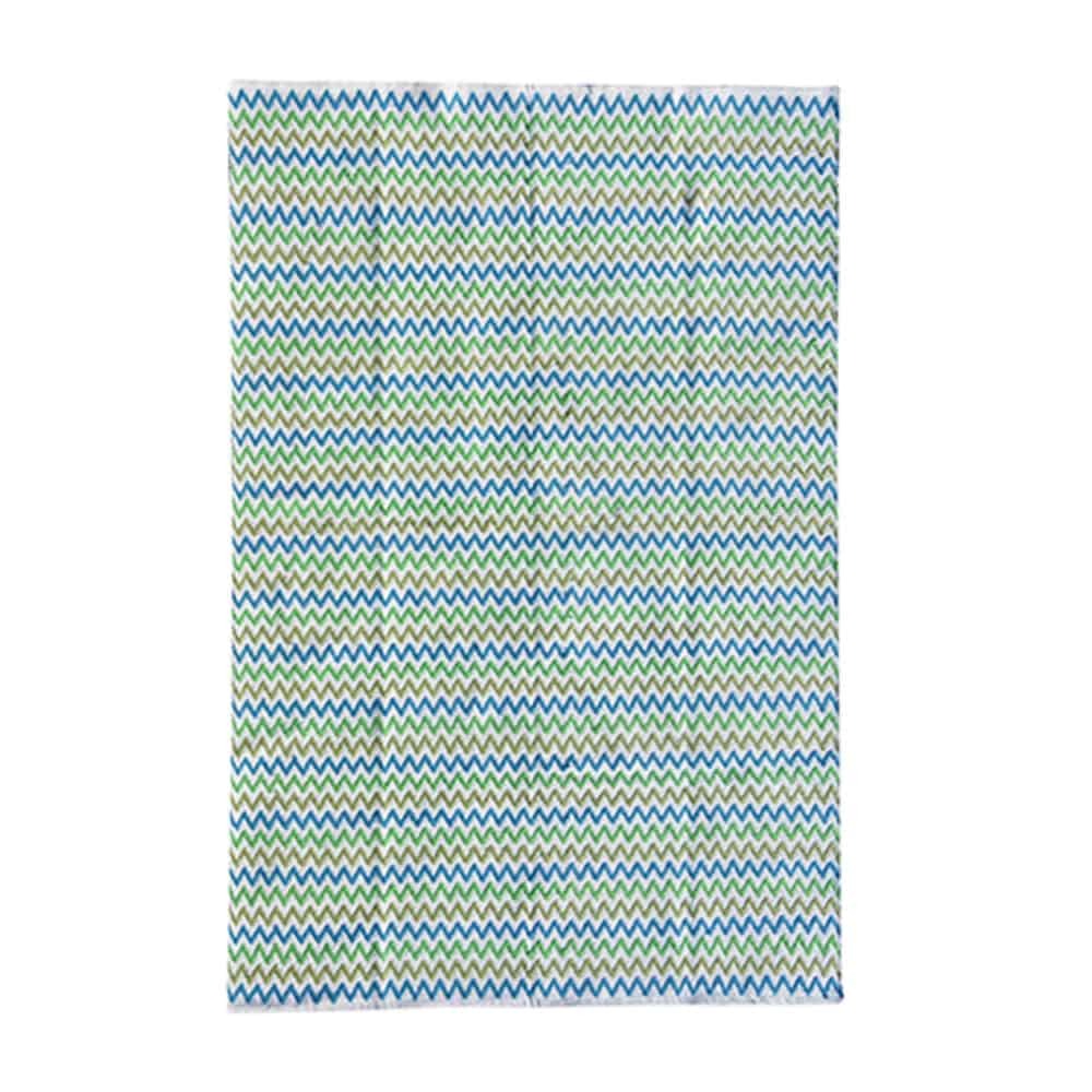 Chevron design Cotton Rug in Green