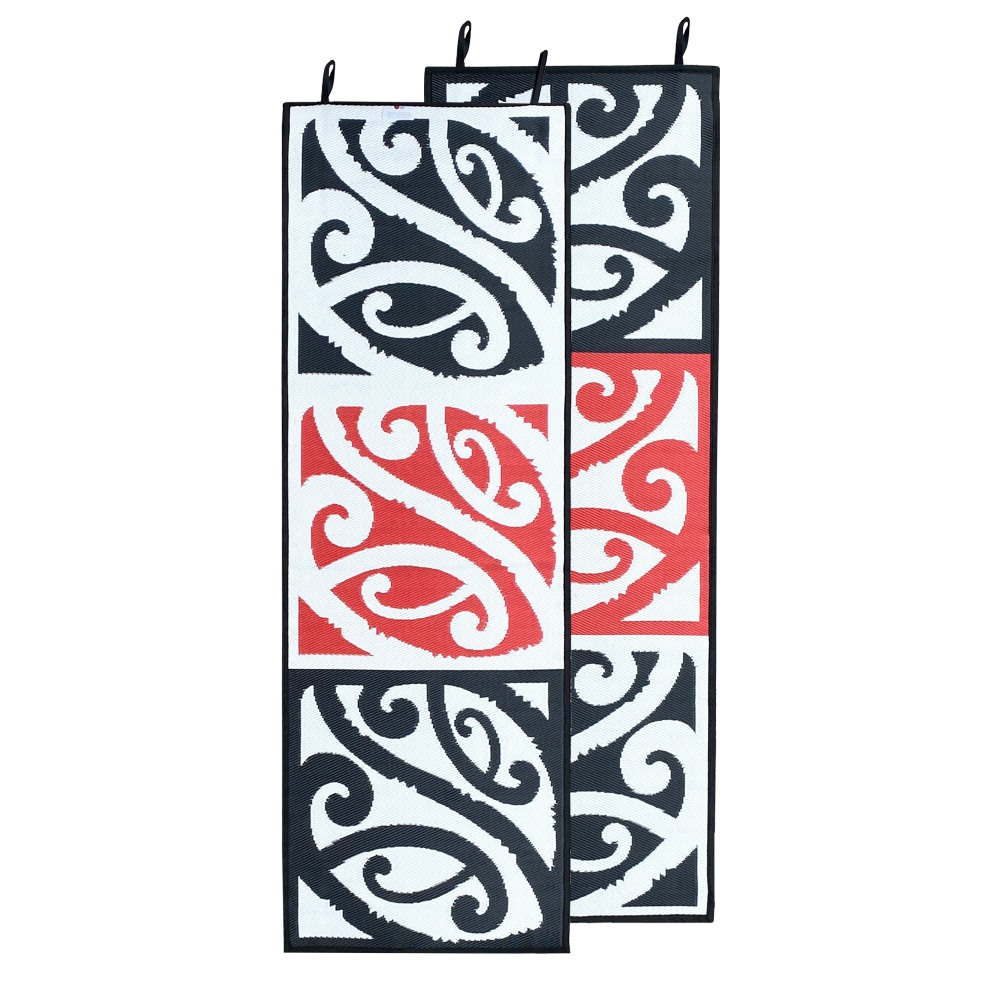 Maori Recycled Plastic Mats Mangopare Carpet Runner in Red White and