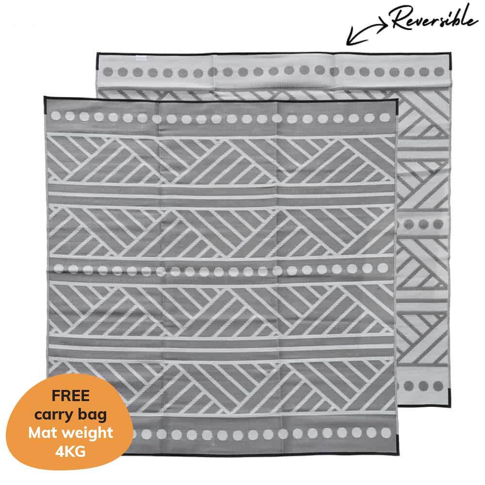 Plastic Outdoor Rug Market Stall Mat 3m Square Grey Off