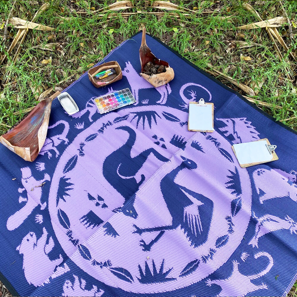 Outdoor Gazebo Mat in Aussies Animal Kingdom Design, Blue Outdoor Gazebo Mat in Aussies Animal Kingdom Design, Blue