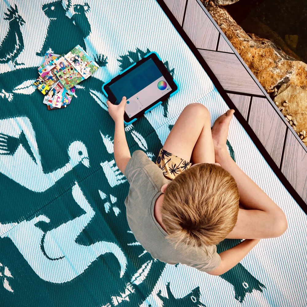 Outdoor Gazebo Mat in Aussies Animal Kingdom Design, Green Outdoor Gazebo Mat in Aussies Animal Kingdom Design, Green