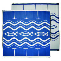 GO FISH Aboriginal Design Recycled Mat, Blue & White