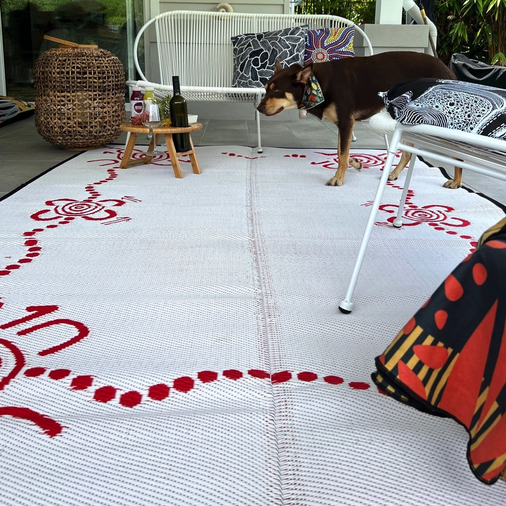 Tracks Plastic Mat In Red & White – Recycled Mats