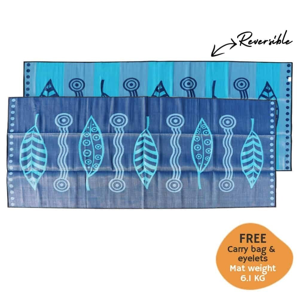 Gum Leaves & Waterholes Mat - Blue