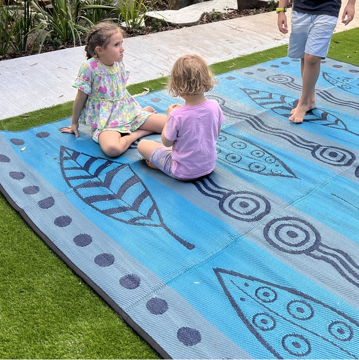 Gum Leaves & Waterholes Mat - Blue