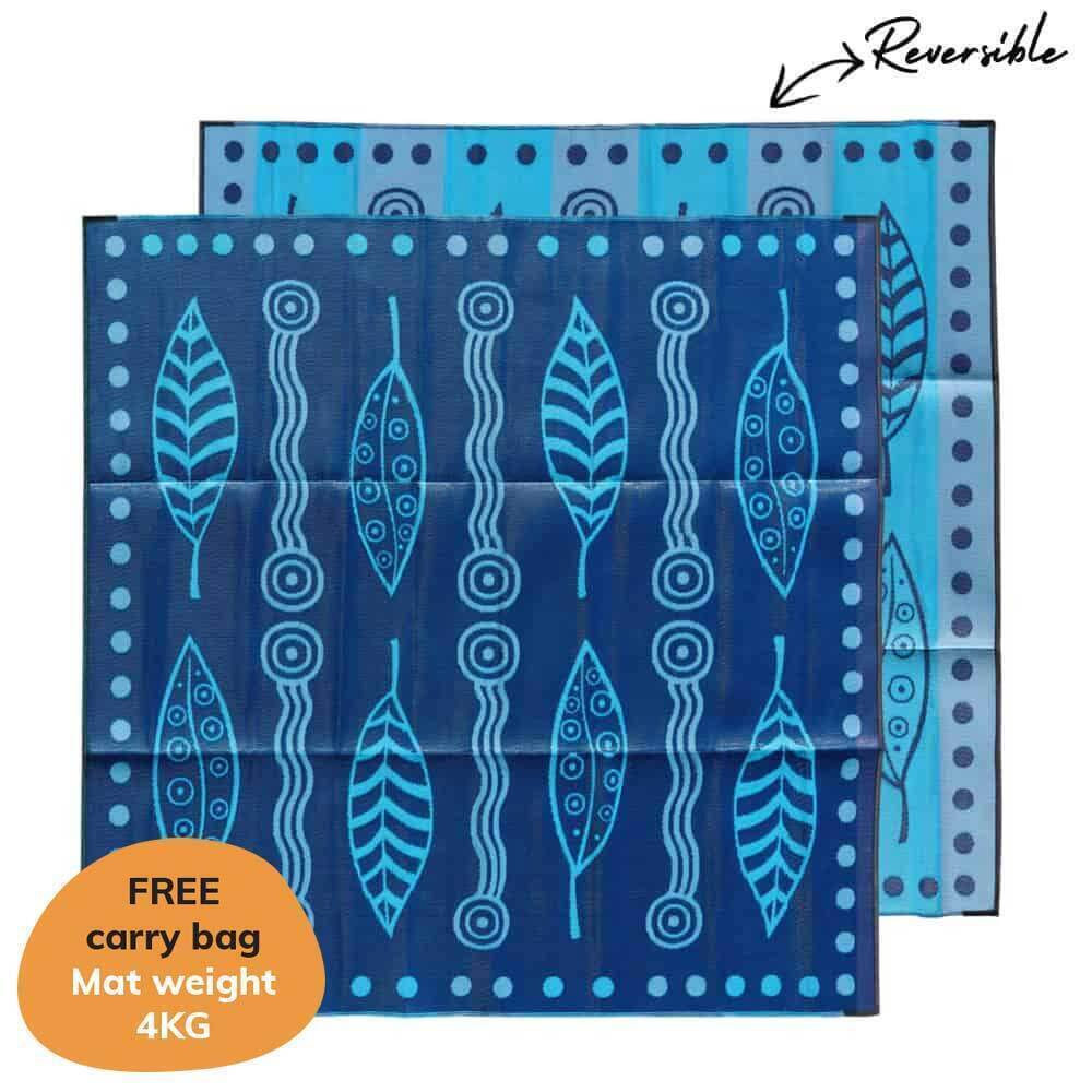 Gum Leaves & Waterholes Mat - Blue