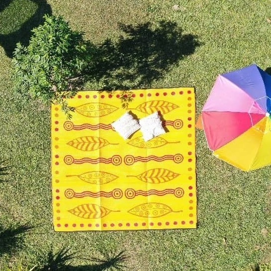 Gum Leaves & Waterholes Mat 3m x 3m - Orange/Yellow