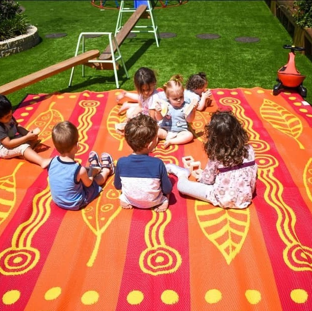 Gum Leaves & Waterholes Mat 3m x 3m - Orange/Yellow