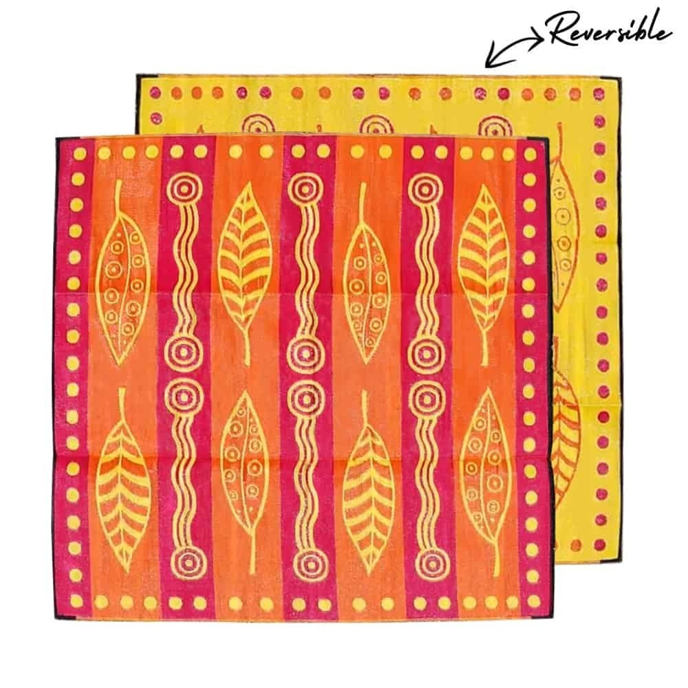 Gum Leaves & Waterholes Mat 3m x 3m - Orange/Yellow