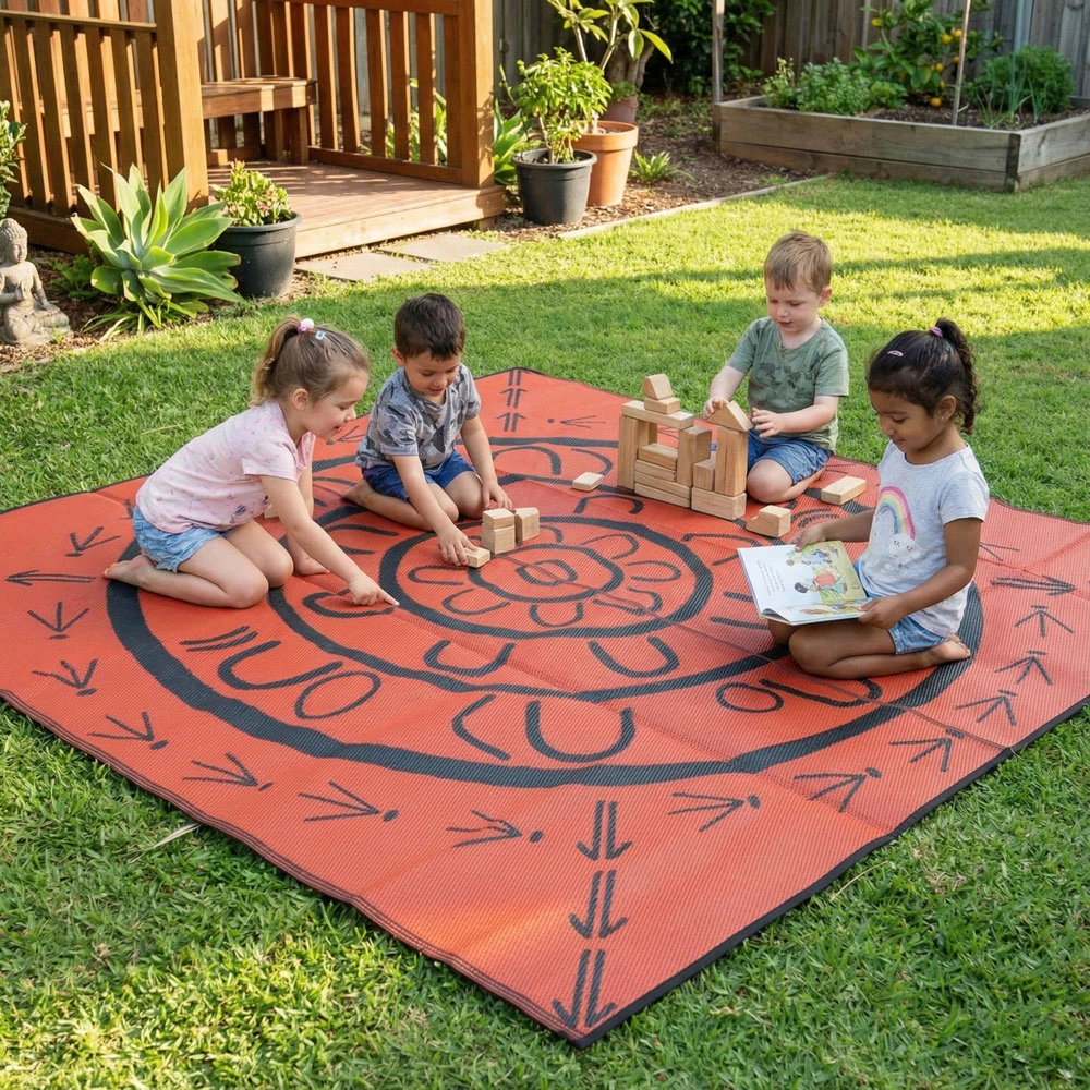 Yarning Circle Mat 2.7m x 2.7m - Orange/Black