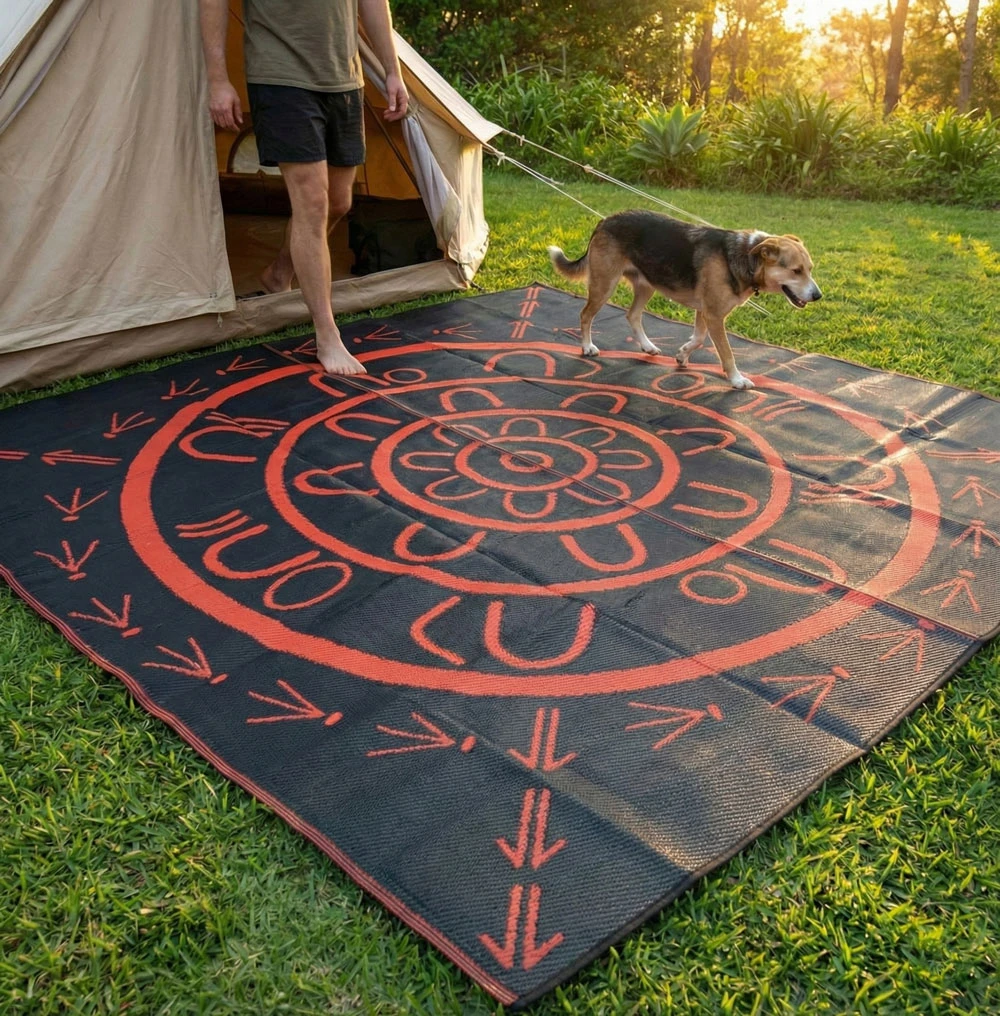 Yarning Circle Mat 2.7m x 2.7m - Orange/Black