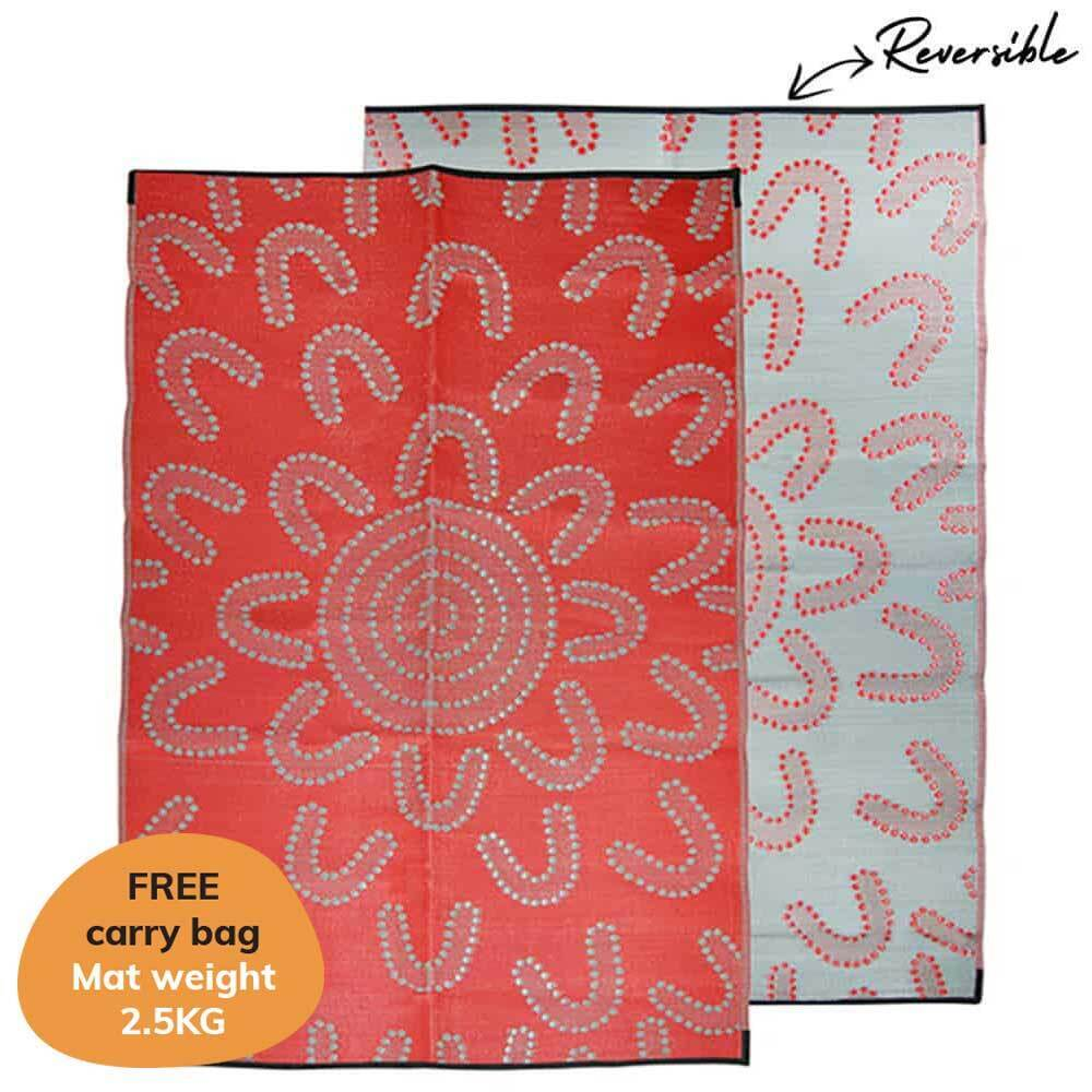 Aboriginal Mats - Meeting Place In Red & Grey – Recycled Mats