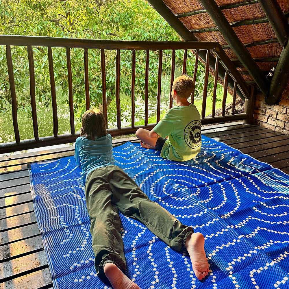 Water Dreaming Mat 1.8m x 1.8m - Blue/White