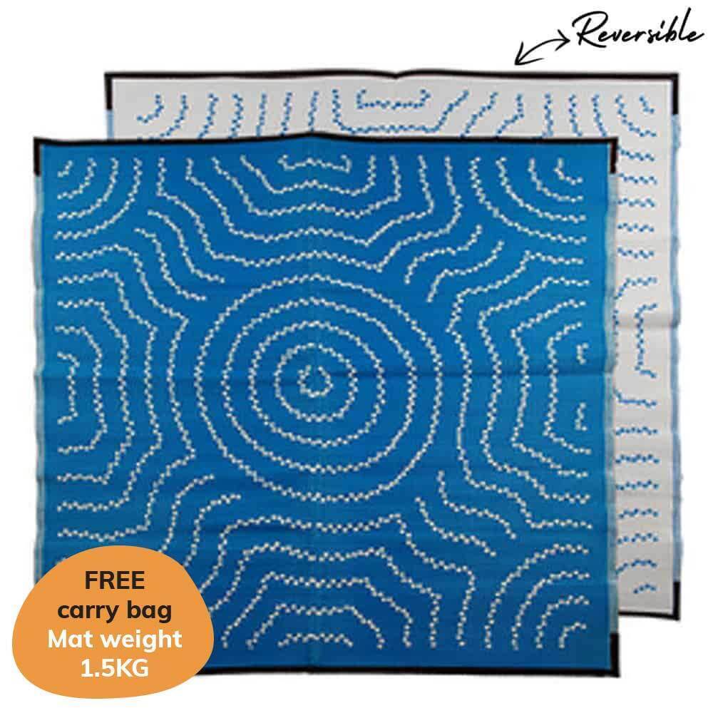 Water Dreaming Mat 1.8m x 1.8m - Blue/White