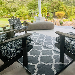 Moroccan Mat 1.8m x 2.7m - Charcoal/White