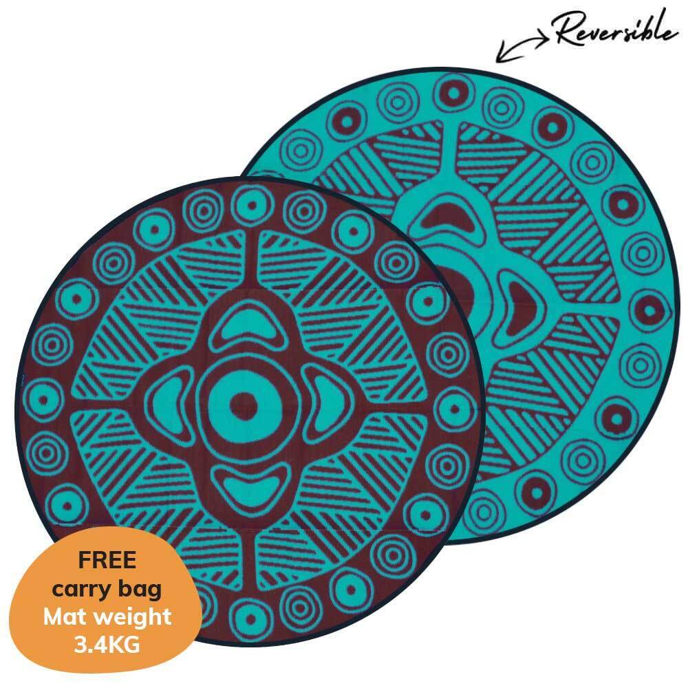 Connecting To Culture Mat 3m - Aqua/Burgundy