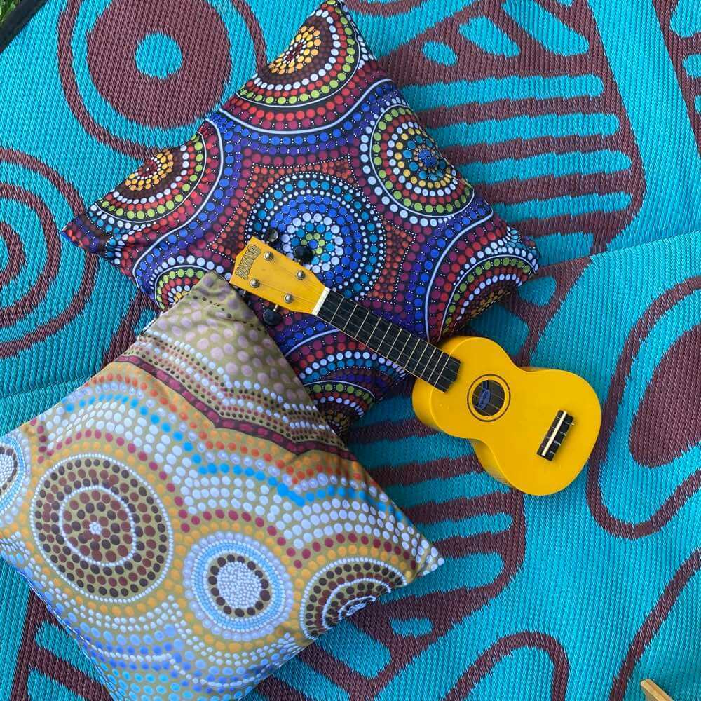 Connecting To Culture Mat 3m - Aqua/Burgundy