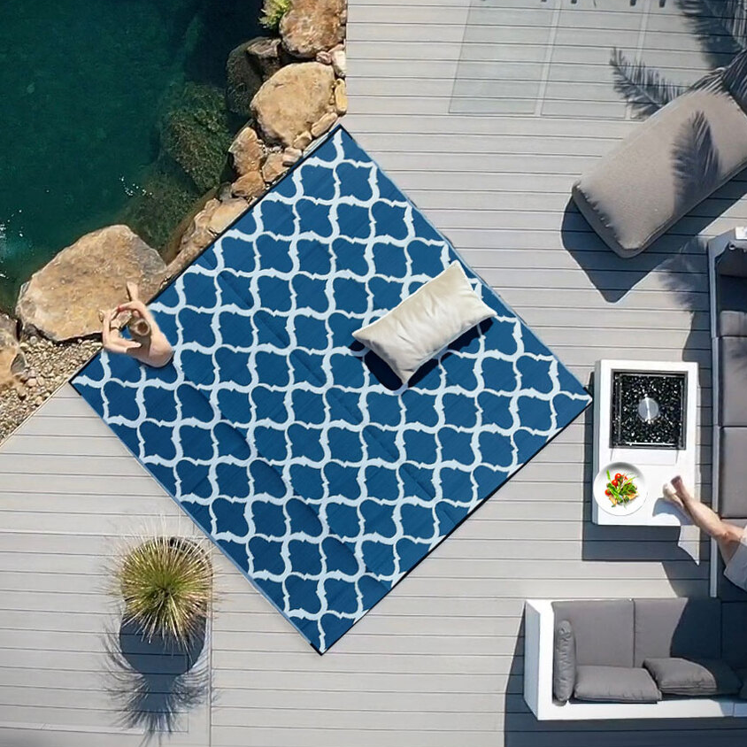 Moroccan Mat 3m x 3m - Navy/White