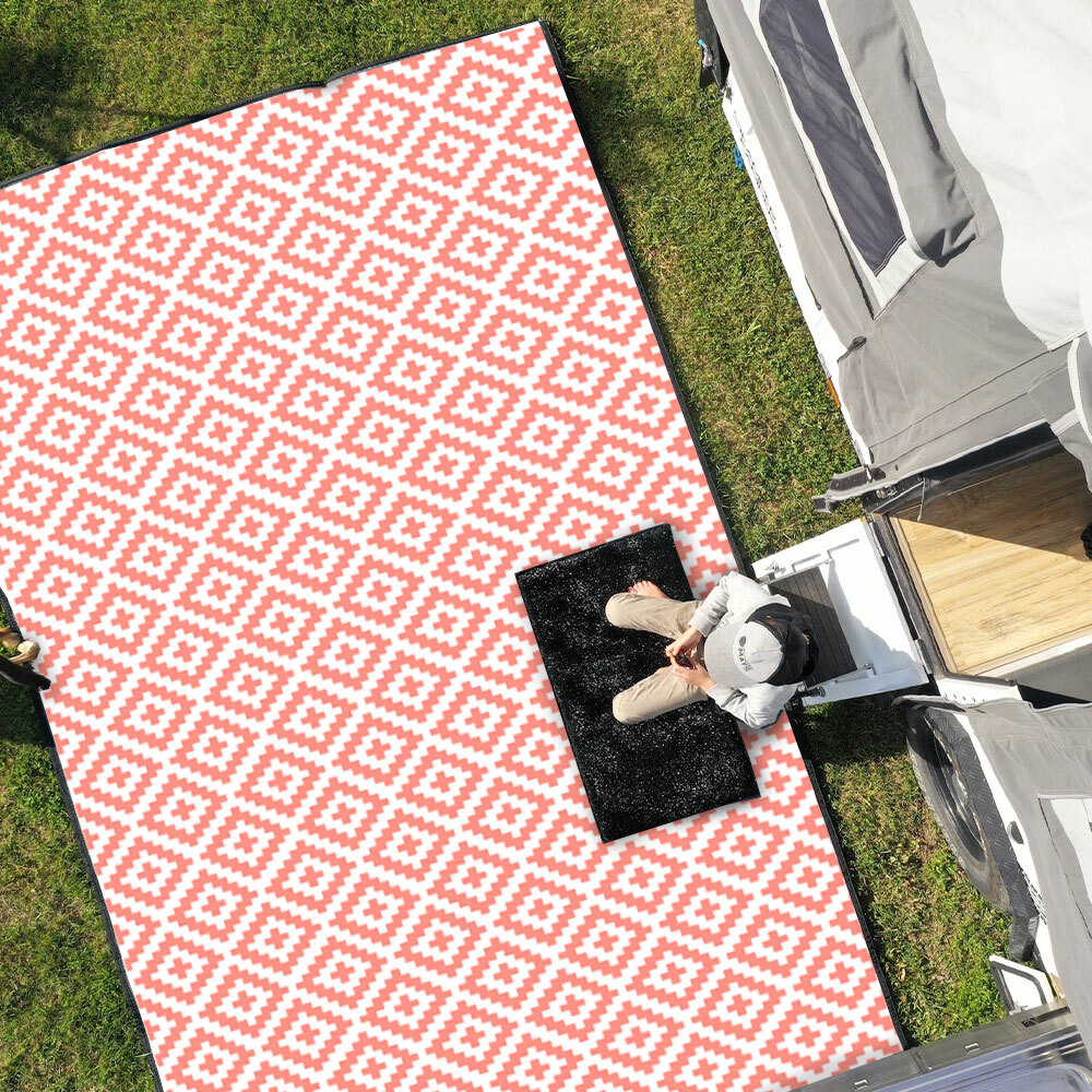 Diamond Mat - Salmon/White