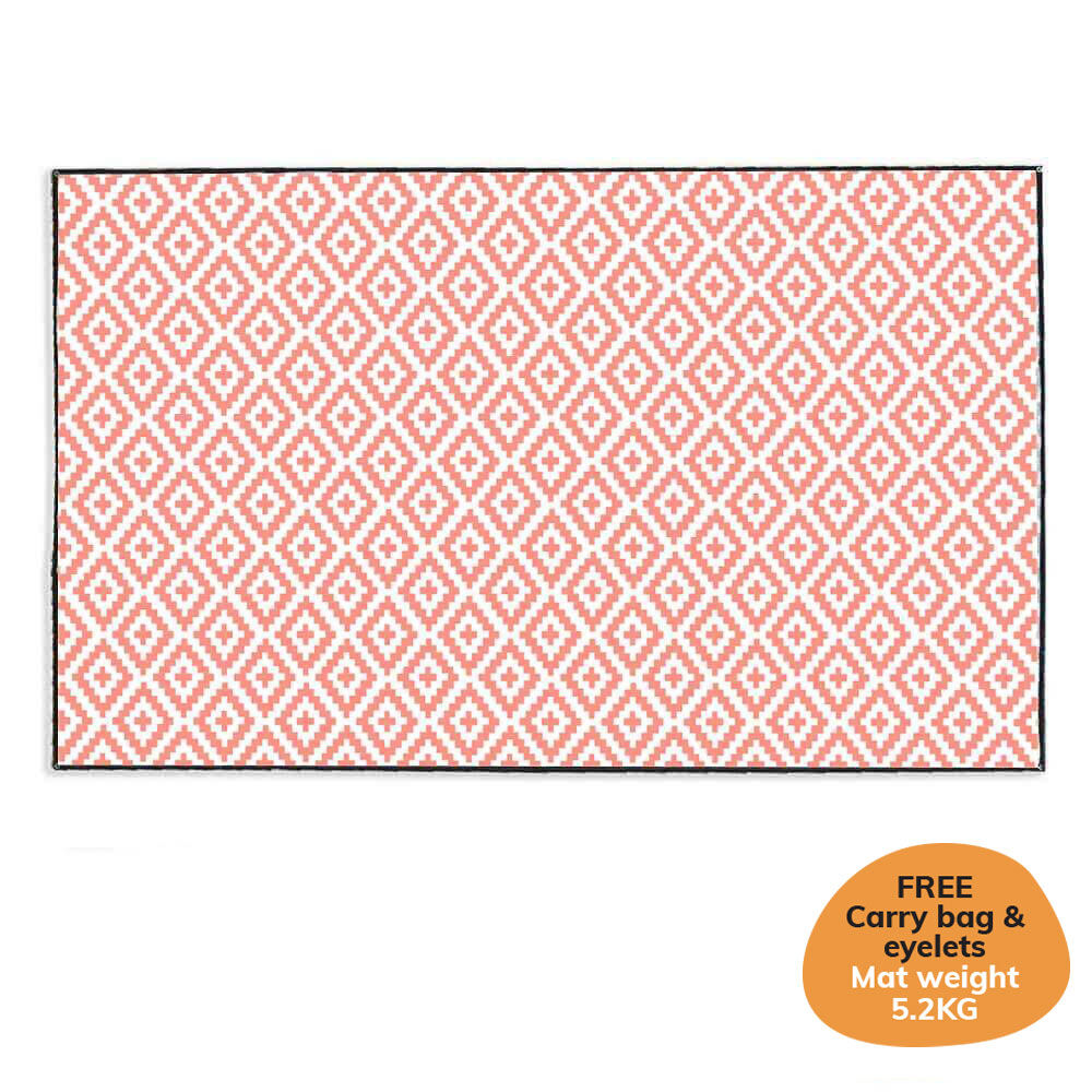 Diamond Mat - Salmon/White