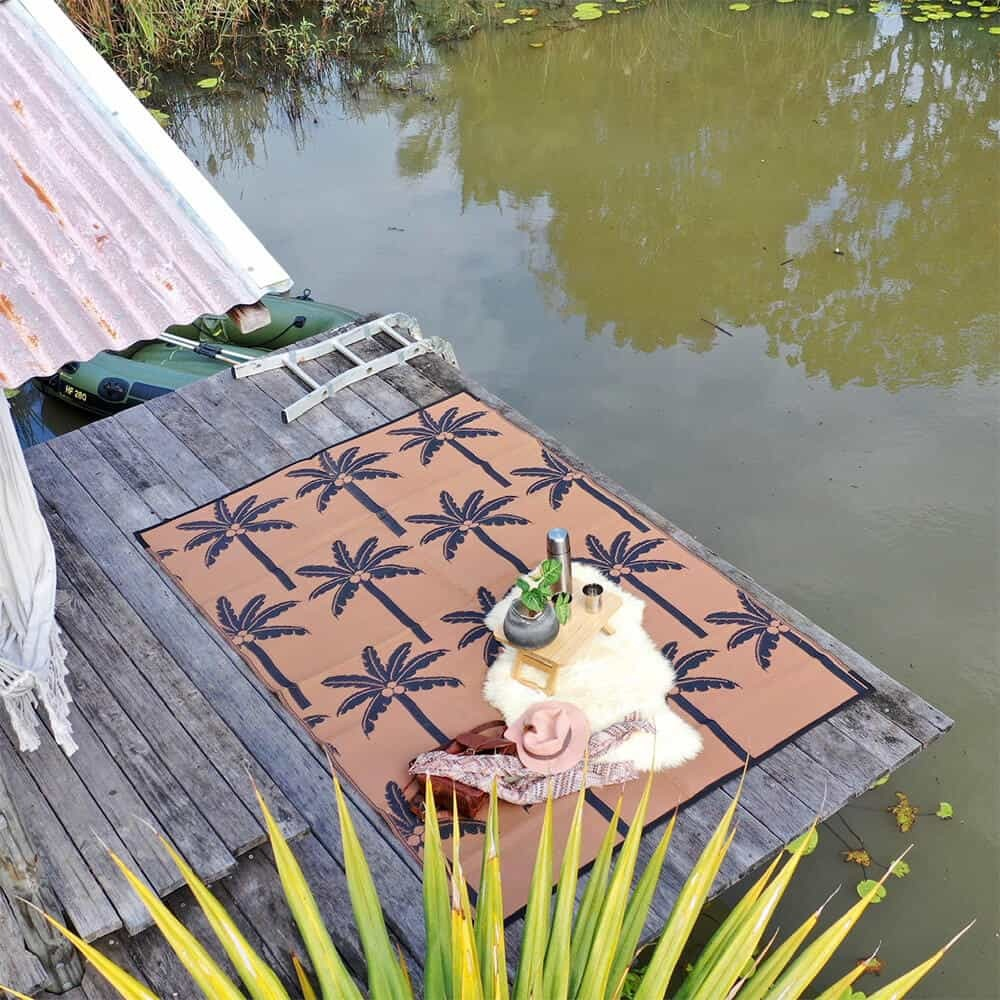 Palm Springs Mat 1.8m x 2.7m - Navy/Brown